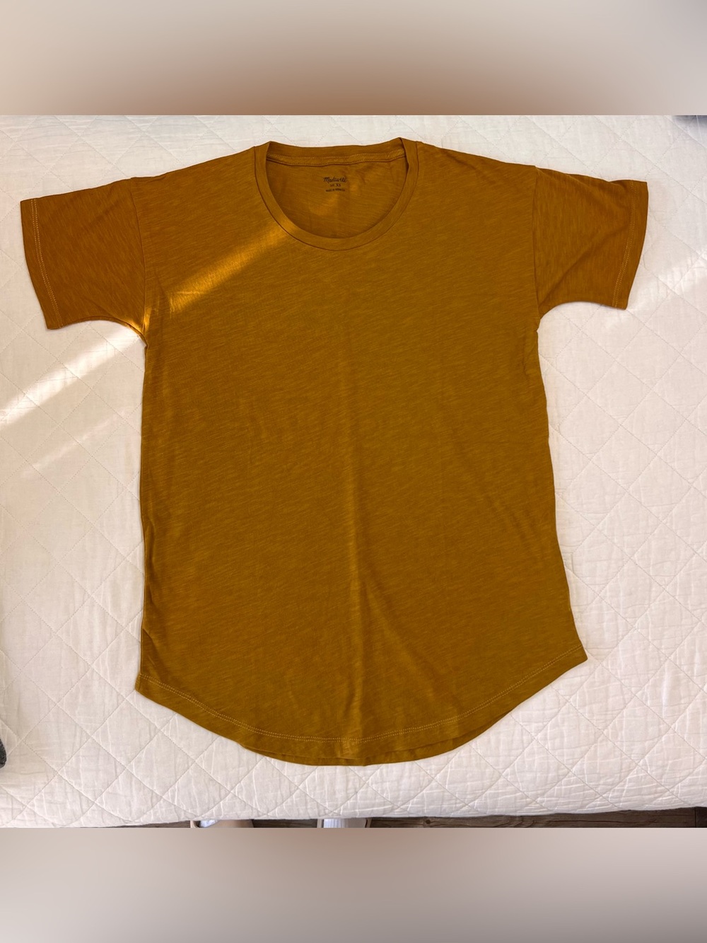 Madewell Whisper Cotton Crewneck Tee in Antique Gold XS